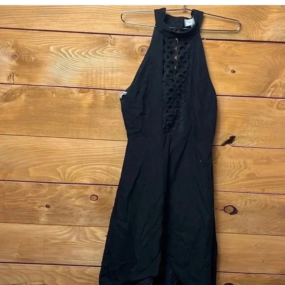 Shilla Blak Halter Neck Crochet Lace Panel Cocktail Dress S Sophisticated Modern